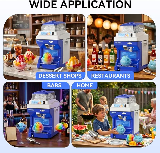 Electric Ice Shaver Machine, 300W Shaved Ice Machine, Thickness Adjustable Snow Cone Maker Machine 661LBs/hr Ice Crusher for Bar Parties Events Snack, Home and Commerical Use Blue(5.8Qt)