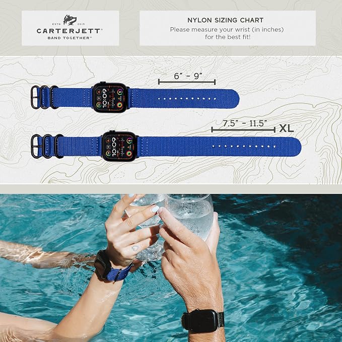 Hiking Trail Nylon Band | The Original Rugged Compatible with Apple Watch Bands for Men & Women - Soft, Breathable, Woven Water-Resistant Nylon Mens iWatch Strap | Fits 42mm 41mm 40mm Series 10 & All Models (Royal Blue)