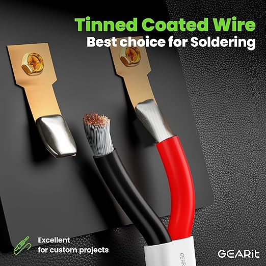 GEARit 8 Gauge Electrical Wire Cable,8 AWG 50 Ft Landscape Wire,Marine Grade Tinned Copper Wires for Automotive,Outdoor,Speaker, Lamp,Trailer,Car