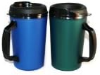 2 ThermoServ Foam Insulated Coffee Mug 20 oz w/Lids (1) Blue & (1) Green
