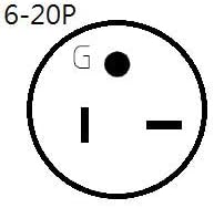 Parkworld 60578 Adapter Cord NEMA 6-20P 20AMP Plug to Twist Lock 20 AMP L6-20R Receptacle, 3FT