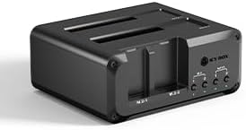 4 Bay NVMe M.2 & SATA SSD/HDD Hard Drive Docking Station, ICY BOX USB-C 10Gbps NVMe Reader, SATA to M.2 NVMe enclosure, 2.5/3.5 Hard Drive Dock Station Up to 48TB, Individual Power Switches, Tool-Free