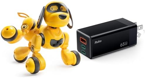 Ruko 18011 Yellow Smart Robot Dog Toy and PD65W USB C Charger