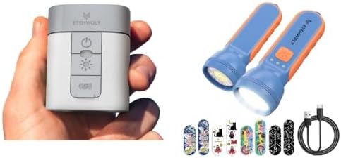 ETENWOLF AIR 3 Air Pump for Inflatables & L1 Flashlight Rechargeable, Mini Flashlight with Fun Stickers