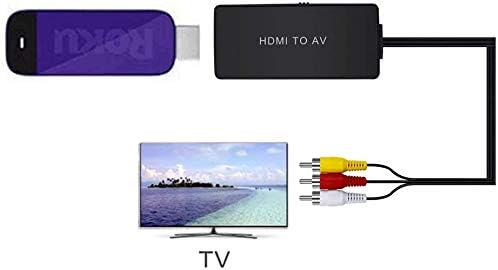 HDMI to AV Converter HDMI to RCA Composite Converter Adapter, Support PAL/NTSC, Support 1080P, Compatible with Roku/Fire Sitck/PS4/Xbox/Spectrum Box/Old Sanyo TV/Old LG TV/Old CRT ect.