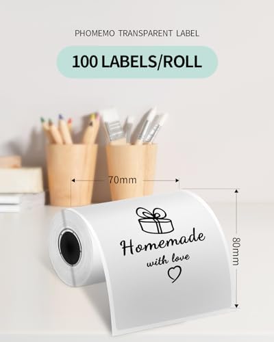Phomemo M220 Label Maker & 4 Roll Label, 3.14 Inch Bluetooth Thermal Label Printer for Barcode, Address, Labeling, Mailing, File Folder Label, Easy to Use, Support Smartphone, Tablet&PC