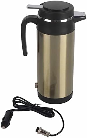 EVGATSAUTO Electric In-car Kettle, 1000ML 12V/24V Stainless Steel Electric In-car Kettle Travel Thermoses Heating Water Bottle (24V)