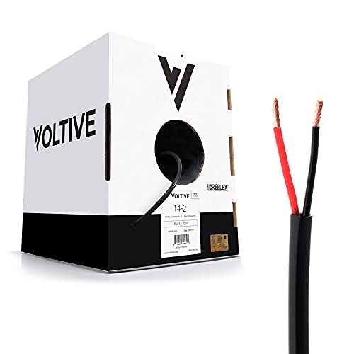 Voltive 14/2 Speaker Wire, in-Wall CL3 & Direct Burial, Black, 250ft - 14AWG, 2 Conductors, Stranded Oxygen-Free Copper, UL Listed - V-1208-3