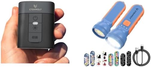 ETENWOLF AIR 3 Air Pump for Inflatables & L1 Flashlight Rechargeable, Mini Flashlight with Fun Stickers