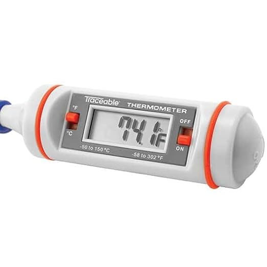 Traceable Digital Pocket Thermometer with Calibration, 302°F; 8" Long-Stem