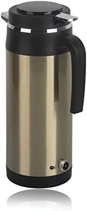 EVGATSAUTO Electric In-car Kettle, 1000ML 12V/24V Stainless Steel Electric In-car Kettle Travel Thermoses Heating Water Bottle (24V)