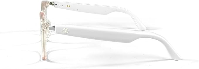 AI Translation Glasses Real-Time Voice Translator Smart Glasses 160+ Languages, Bluetooth 5.4 Wireless Earbuds, 9Hr Battery, Lightweight 29g for Travel Business Meeting (White)