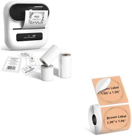Phomemo M220 Label Maker & 1 Roll Brown Thermal Labels, 1.96" x 1.96"(50x50mm)