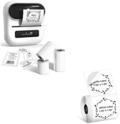Phomemo M220 Label Maker & 1 Roll White Thermal Labels, 1.96" x 1.96"(50x50mm)