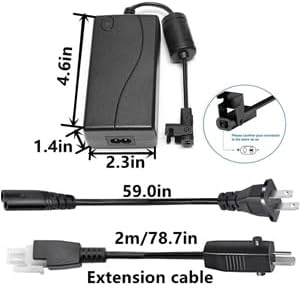 Power Adapter 2-Pin for Claiks P1.01.001 P101001 40" 48" 55" 63" 40x24 48X24 55X24 63X24 Inches Electric Standing Desk Adjustable Height Stand up Desk YH-K290018-C Power Supply Cord Charger PSU