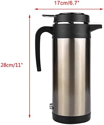 Electric Car Kettle, 1200ML 12V Stainless Steel Electric Incar Heater, Portable Travel for Coffee, Tea, Water, Milk, On-the-Go Coffee Heater, Perfect for Drivers, RV Camping, Office Use, Compact and