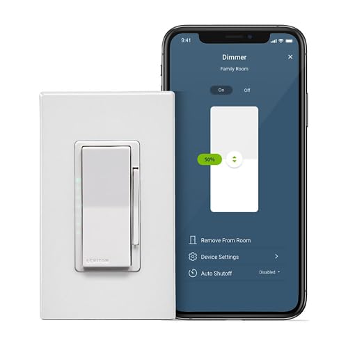 Leviton Decora Smart Dimmer Switch, Wi-Fi 2nd Gen, Neutral Wire Required, Works with Matter, Alexa, Google Assistant, Apple Home/Siri, Wired or Wireless 3-Way, D26HD-1RW, White (Pack of 2)