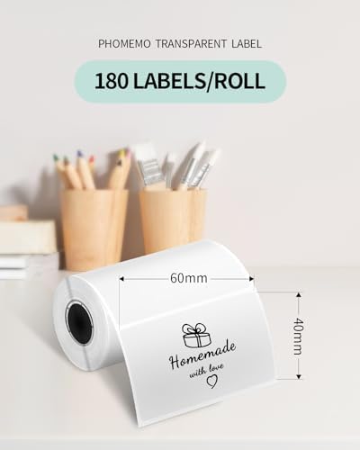Phomemo M220 Label Maker & 4 Roll Label, 3.14 Inch Bluetooth Thermal Label Printer for Barcode, Address, Labeling, Mailing, File Folder Label, Easy to Use, Support Smartphone, Tablet&PC