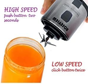 Portable Smoothie Blender ROSEVIEW Glass Cordless Mini Shakes Cup blend for smoothies USB rechargeable juicer 2 battery Handheld Personal travel Jet mixer (Black Steel)