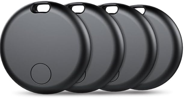 FineTrack Air Tracker Tags (iOS Only) 4 Pack, 2-Year Replaceable Battery Bluetooth Tracker Compatible with Apple Find My, Item Finder Smart Tag for Keys, Luggage