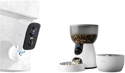 Arenti Ultimate Pet Care & Home Security Bundle: 2K Smart Feeder Kit with Water Fountain + 340° Pan/Tilt Battery Camera, WiFi App Control, 2-Way Audio, Ideal for Remote Pet Monitoring & Home Safety
