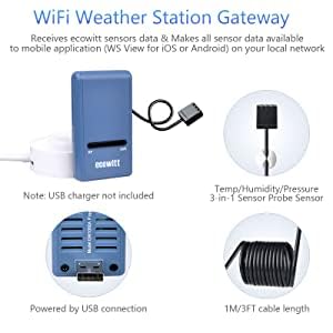 ECOWITT Weather Station Kit, Includes GW1100 Wi-Fi Gateway and WS90 Outdoor Sensor Array, 915 MHz