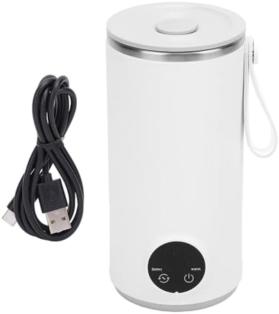 Travel Electric Kettle, Portable Mini Kettle, USB Rechargeable Hot Water Boiler with Rotary Stirrer, 400ML 55°C, Travel Kettle for Coffee, Tea, Milk
