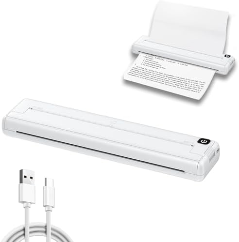 Dpofirs A4 Thermal Portable Bluetooth Monochrome Printer, Inkless, for Travel, Compatible with Android iOS