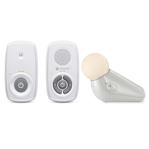Motorola Nursery Wireless Audio Baby Monitor (No WiFi) + Portable Sound Machine Bundle | AM21 Long Range Monitor with White Noise Sleep Soother & Night Light