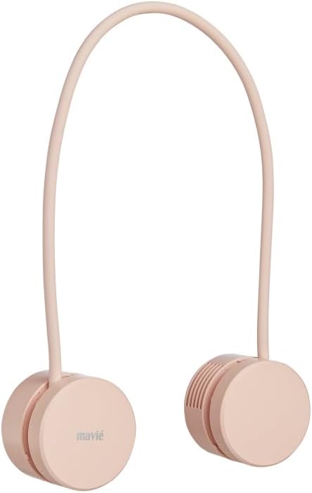 MAVI Portable Personal Neck Fan, Cooling Hands Free Bladeless Fan, Rechargeable Long Battery Life, 360 Airflow with 3 Speeds, Lightweight Collapsible Design, Low Noise with Strong Wind, Pink