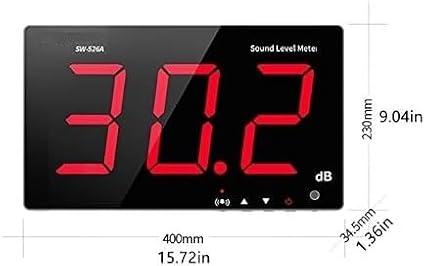 SW-526A Sound Level Meter Tester 30-130db 18in Large Screen LCD Display Wall Hanging Type Decibel Noise Measuring with Alarm (Enlarged Sound Level Meter)