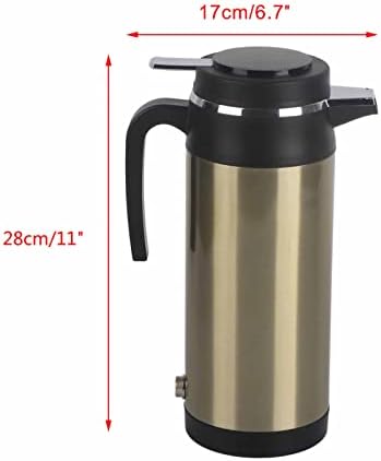EVGATSAUTO Electric In-car Kettle, 1000ML 12V/24V Stainless Steel Electric In-car Kettle Travel Thermoses Heating Water Bottle (24V)