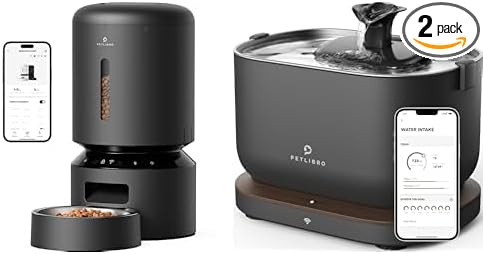 PETLIBRO Automatic Cat Feeder, 5G WiFi Automatic Dog Feeder 5L + PETLIBRO App Monitoring Cat Water Fountain with Wireless Pump, Dockstream Pet Water Fountain for Cats Inside, App Control