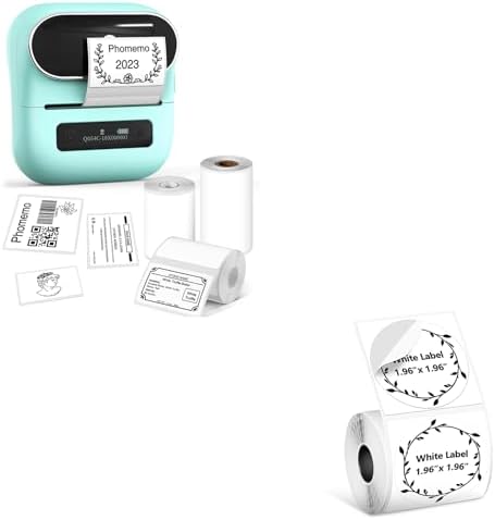 Phomemo M220 Label Maker & 1 Roll White Thermal Labels, 1.96" x 1.96"(50x50mm)
