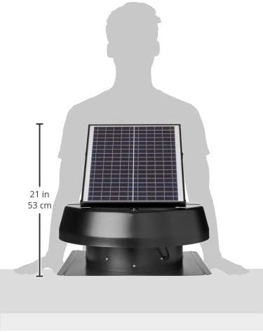 iLIVING HYBRID Ready Smart Thermostat Solar Roof Attic Exhaust Fan, 14", 40-Watt, 1150 CFM, Cools up to 2900 Sq.Ft. Coverage Area, Black