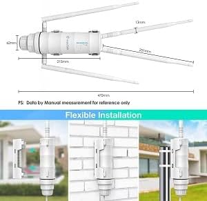 WAVLINK AC1200 Outdoor WiFi Long Range Extender, Dual Band Weatherproof Outdoor Access Point with POE, High Power WiFi Extender Signal Booster, Support Wi-Fi AP/Repeater/Router Mode