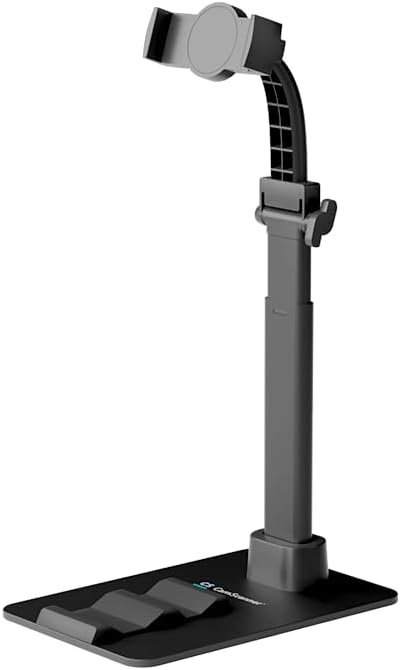 iPhone Holder, 360° Rotatable Clip-On Phone Mount with Non-Slip Base - Adjustable Desk Stand for iPhone & Smartphones(1 Pack, Black)