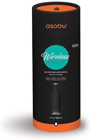 asobu Wireless Speaker Double Wall Insulated Stainless Steel Water Bottle 17 Ounce (Black)