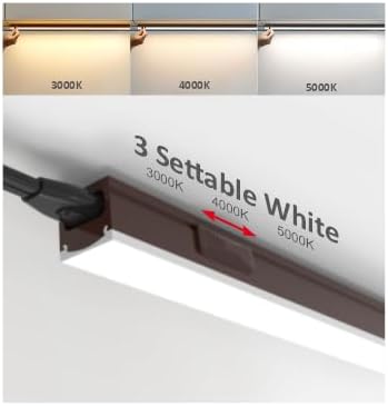 Leetdud Under Cabinet Lighting Plug in, 16 Inch 2 Pcs, Linkable AC120V 3CCT 3000K/4000K/5000K Ultra Slim, LED Under Cabinet Lights for Counter Light, Kitchen, Shelf, Sink, Workshop, Desk, Bronze