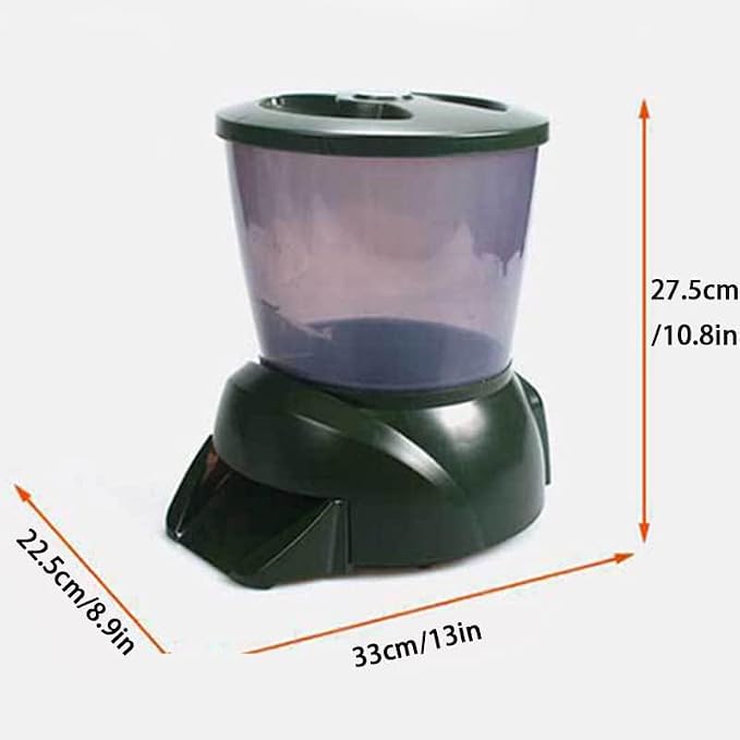 4.5L Pond feeder, Automatic fish feeder for pond outdoor, Fish feeder automatic dispenser, Timer High Capacity for Vacations & Hot or cold weather- battery powered