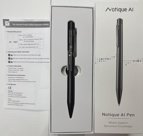 Notique AI Pen | Pocket AI Voice Recorder | Audio Recorder | Discreet Recording Device | AI Summarize & Transcribe for Multi-File & Meeting Timeline | No Monthly Fees