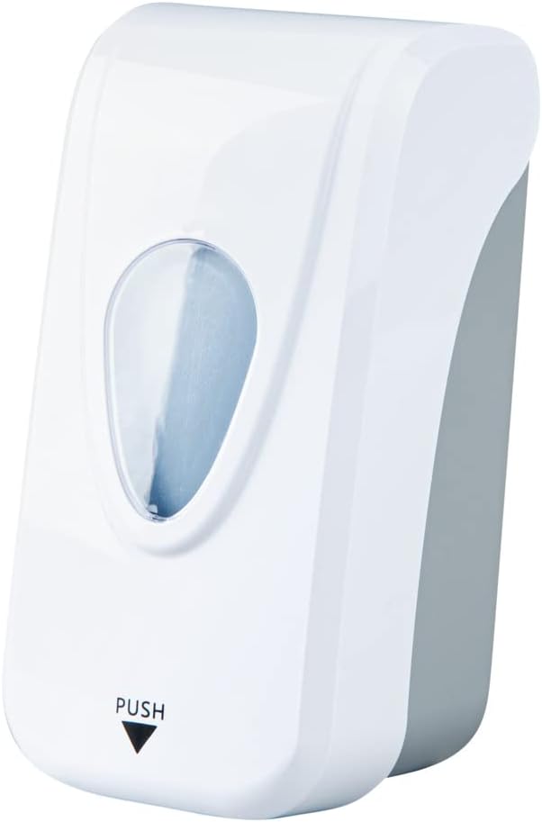 Restaurantware Clean Tek Professional 33 Ounce Manual Soap Dispenser 1 Wall-Mountable Soap Dispenser - For Gel Or Liquid Soap White Plastic Soap Dispenser Push Mechanism Transparent Tank