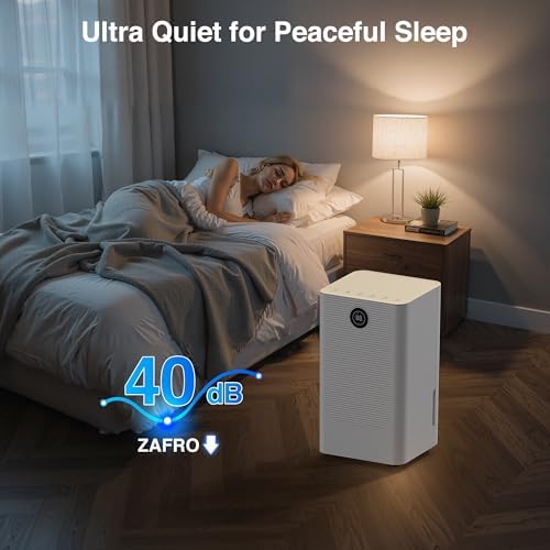 ZAFRO 1200 Sq.Ft Dehumidifier for Home & Basement with Drain Hose, Ultra Quiet 40dB, Energy Saving 21 Pints Dehumidifier with Auto & Manual Drainage, Auto Defrost, 3 Modes, 24H Timer