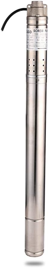 1/2HP Stainless Steel 2" OD Pipe Submersible Bore Pump 1/2 inch Outlet Water Pump 220-240V, 60Hz, Deep Well Pump Screw Submersible Water Pump for Industrial and Home Use