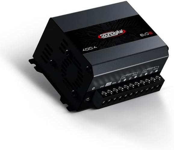 SounDigital 400X4 Car & Motorcycles Full Range Amplifier 4 Channels 400 Watts RMS 4 Ohm - Compact Size - Professional Super Sound Quality