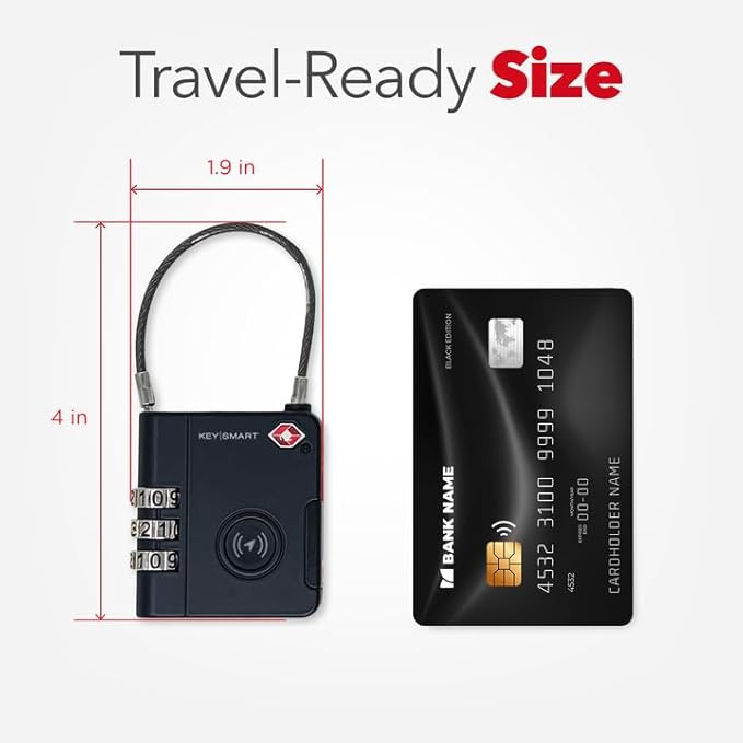 KeySmart SmartLock Tracking Luggage Locks, TSA Locks for Luggage, GPS Tracker, Combination Lock Compatible with Apple Find My App, Best Travel Essentials, Replaceable Non-Rechargeable Battery (5 Pack)