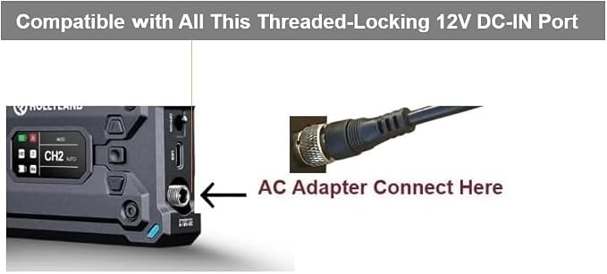 Threaded Locking 12V Power Supply AC Adapter Compatible with Hollyland Video Transmitter and Receiver
