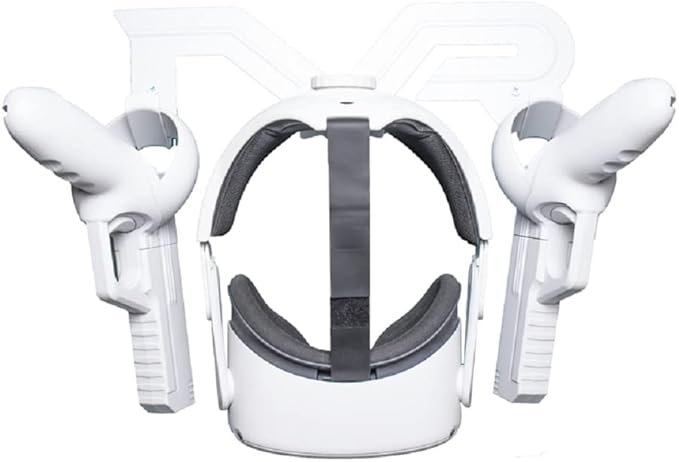VR Headset and Controller Wall Mount Storage Stand Hook Compatible for Meta Quest 3 / Quest 2 / Pro / 1, PSVR 2, Pico 4, Rift S, Hp Reverb G2, HTC Vive, Valve Index, PS VR (White)