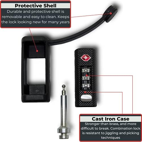 1x Black, 1x Red TSA Approved Tactical Gun Case Locks | Protective Rubber Sleeve & Cut-Resistant MonoShaft | Secure Single Shaft Padlock for Guns Luggage Rifles Pistols & Revolver Cases - Child Safe