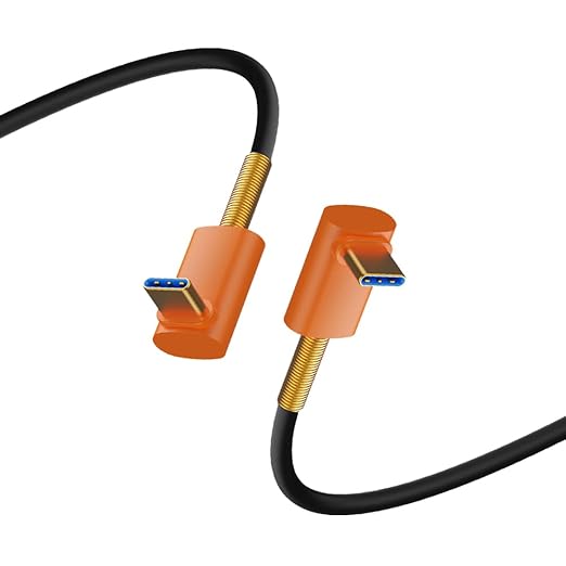 10 inch USB 4.0 Type C Silicone Cable, 40Gbps Bidirectional Data, 240W PD Fast Charging, 8K@60Hz Video, Up Dwon to Up Dwon Angle Cord Compatible with Thunderbolt 4/3, Gaming Laptop, Monitor